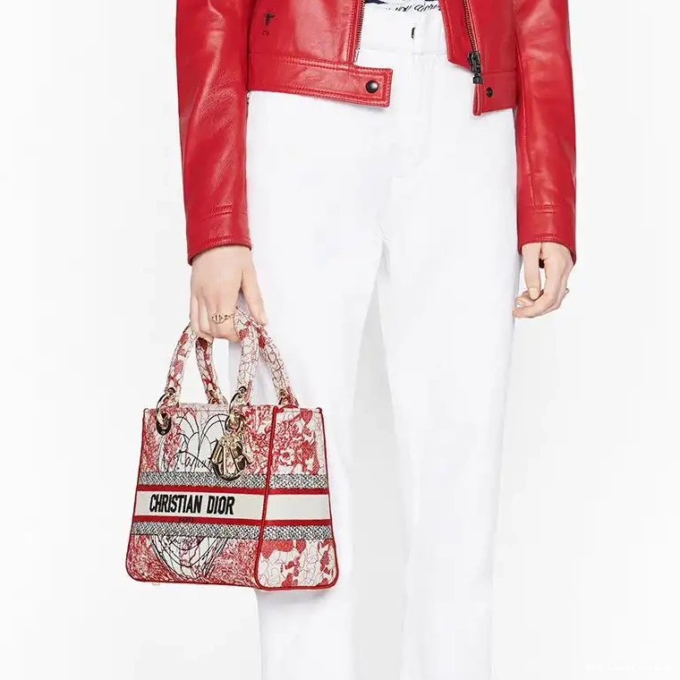 Cheap Canvas Bag White Dioramour Motif Red Lady Medium d'Amour D-Royaume D-lite 0627 Luxury